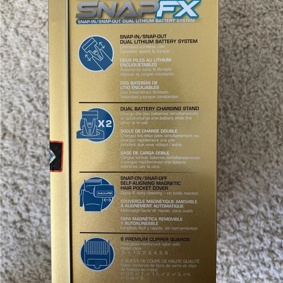 BaBylissPRO Limited Edition Gold SNAPFX Trimmer | FX797GI - Picture 9 of 10
